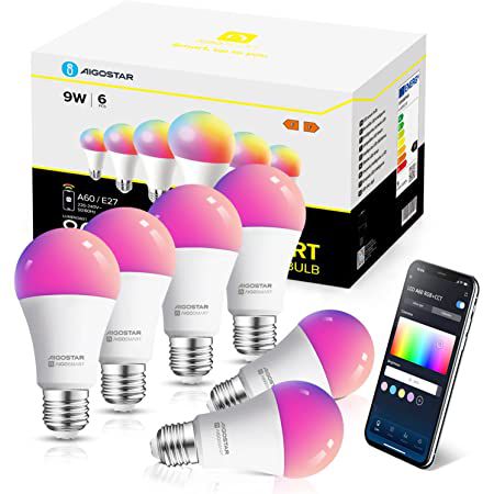 6x Aigostar RGBCW WLAN Glühbirne SL2 (E27) für 22,99€ (statt 46€)