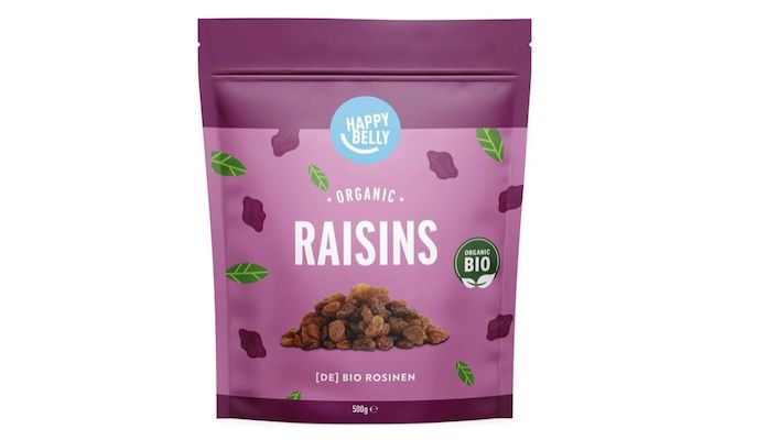 1 x 500g Amazon Marke Happy Belly Bio Rosinen für 3,15€