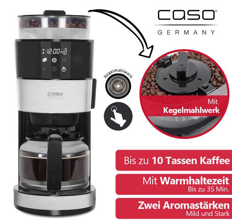 Caso Grande Aroma 100 Filterkaffeemaschine mit Kegelmahlwerk für 74,99€ (statt 110€)