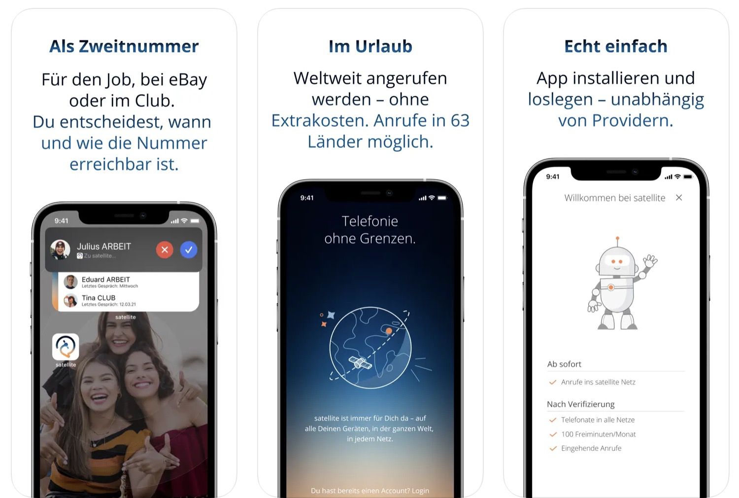 GRATIS satellite Telefonie App inkl. 100 Freiminuten in 63 Länder