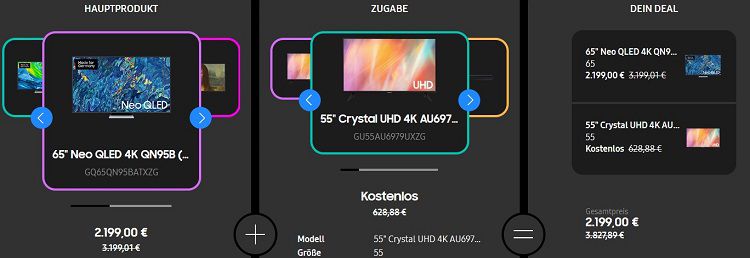 Samsung TV Bundle: 65 NEO QLED QN95B + 55 Crystal UHD TV für 2.199€ (statt 2.347€)