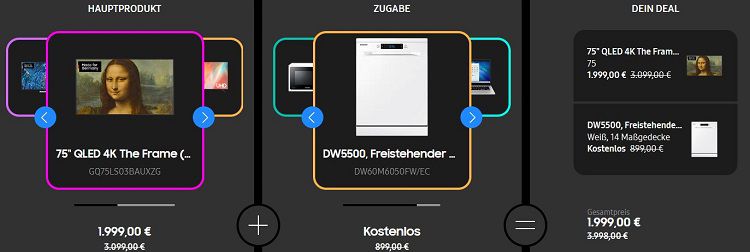 Samsung 75 QLED 4K The Frame + DW5500 Geschirrspüler für 1.999€ (statt 2.449€)
