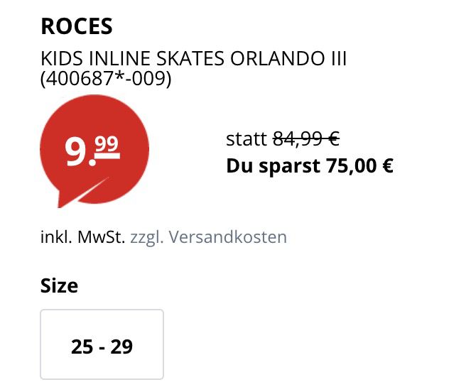 Roces Orlando III Kinder Inline Skates in Gr. 25 29 für 13,99€ (statt 59€)