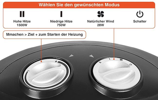 Mia&CoCo Heizlüfter mit 3 Stufen & 1.500W für 19,49€ (statt 30€)