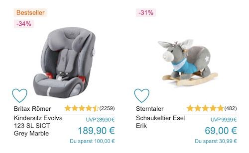 Babymarkt Black Deals   z.B. MOON Kombikinderwagen 299,99€ (statt 399€)
