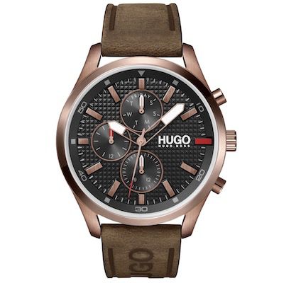 Hugo Boss Chase Herren Quarz Uhr mit braunem Lederarmband für 123,99€ (statt 147€)