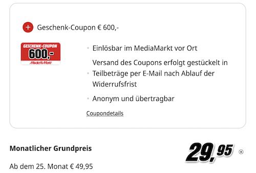 🔥 Telekom Allnet 30GB LTE/5G für 29,95€ mtl. + 50€ Bonus + 600€ MediaMarkt Gutschein