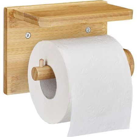 Relaxdays Bambus Toilettenpapierhalter mit Ablage für 6,80€ (statt 12€)   Prime