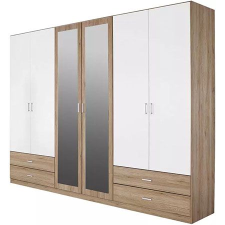 Kleiderschrank Borbona mit Drehtüren & Spiegel, 271x210x54 cm ab 554,46€ (statt 700€)