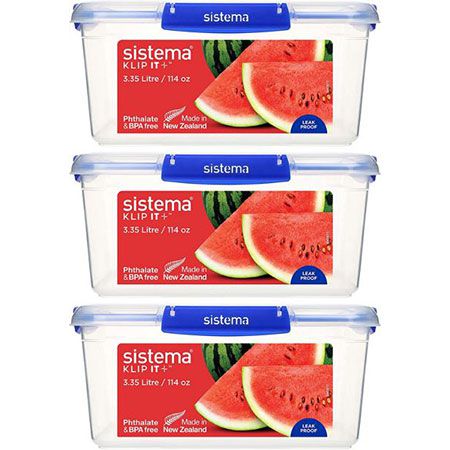 3er Pack Sistema Klip it plus Frischhaltedosen je 3,35 L für 18,69€ (statt 23€)