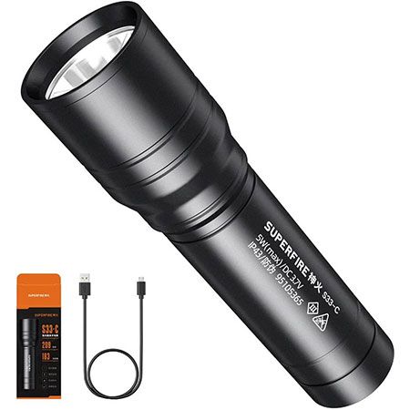 SuperFire S33 C Mini LED Akku Taschenlampe mit 4 Modi für 9,34€ (statt 17€)