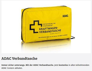NRW: Kostenlos ADAC Verbandstasche abholen