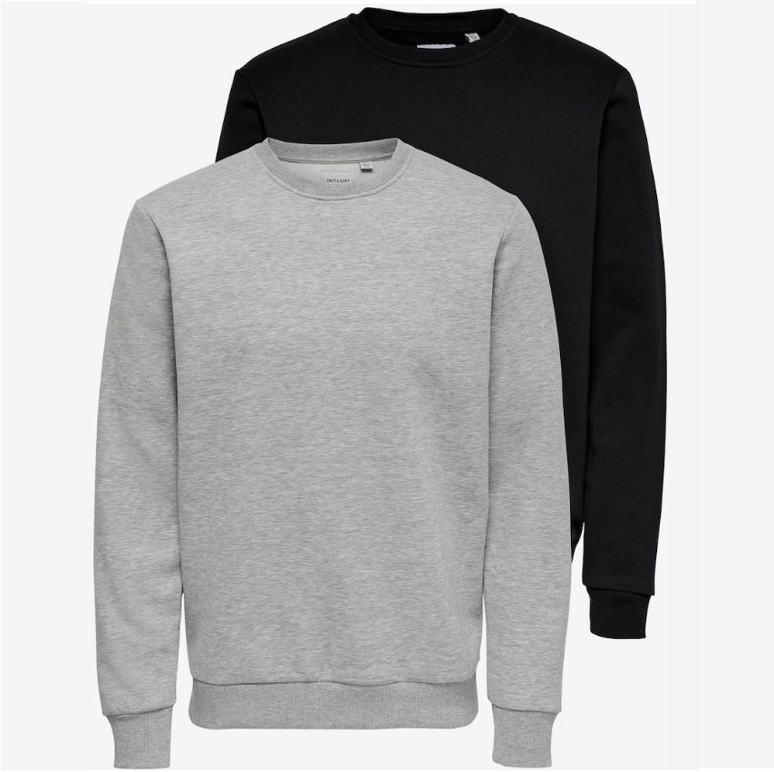 2er Pack ONLY & SONS Sweatshirt Ceres in Grau und Schwarz für 29,94€ (statt 40€)