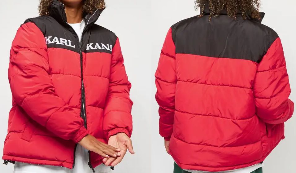 Karl Kani Retro Block Reversible Puffer Jacket in Rot/Schwarz für 80€ (statt 129€)