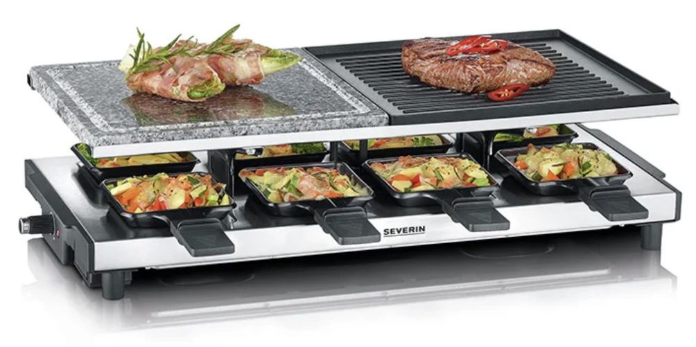 SEVERIN RG 2373 Raclette Grill mit 1.700W, Naturgrillstein & Grillplatte für 45,99€ (statt 55€)