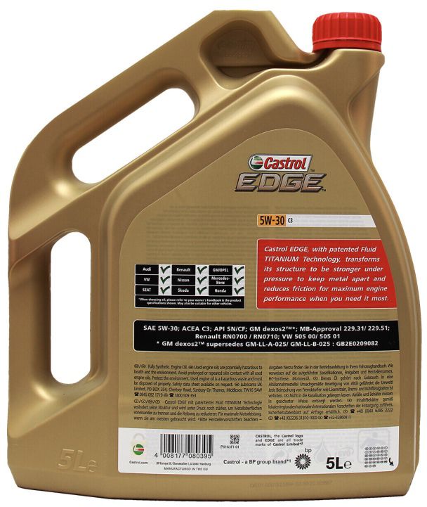 5 Liter Castrol Edge Fluid Titanium 5W 30 C3 für 38,16€ (statt 45€)