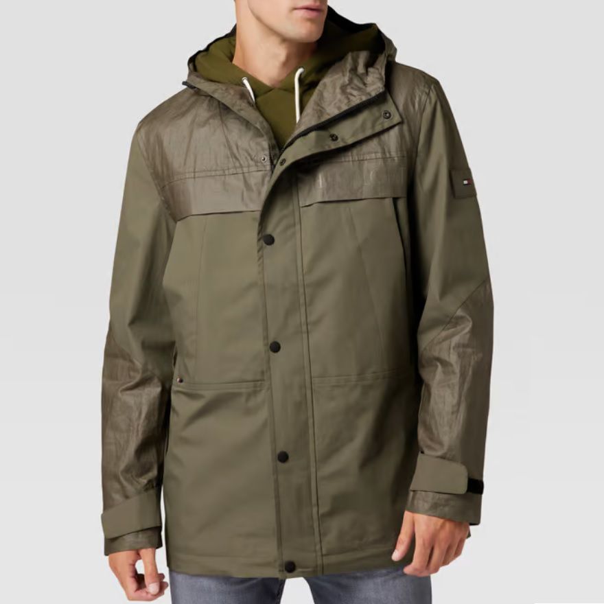 Tommy Hilfiger Jacke aus Baumwoll Leinen Mix in Olivgrün für 159,99€ (statt 204€)