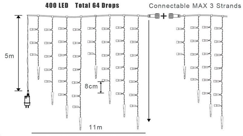11m Eiszapfen Lichterkette mit 400 LEDs & 8 Modi für 23€ (statt 40€)