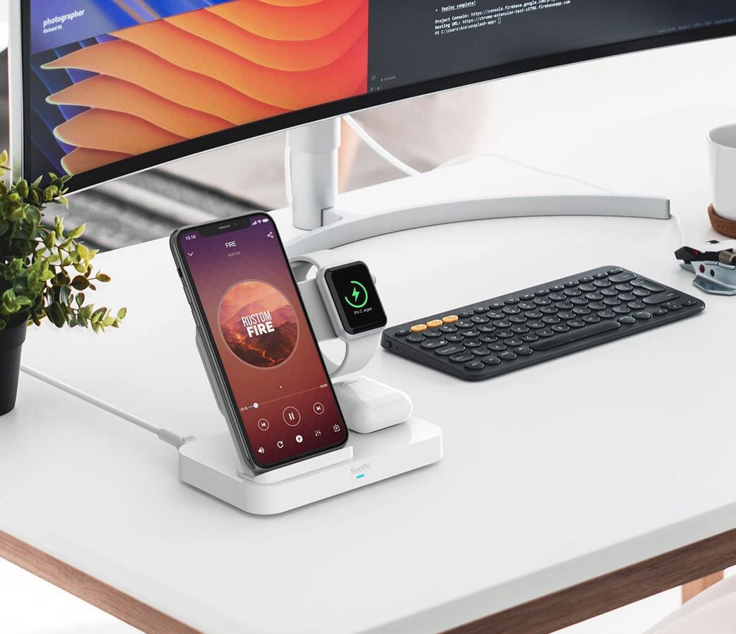 SooPii 4 in 1 Wireless Charging Station mit QC 3.0 für 23,99€ (statt 40€)