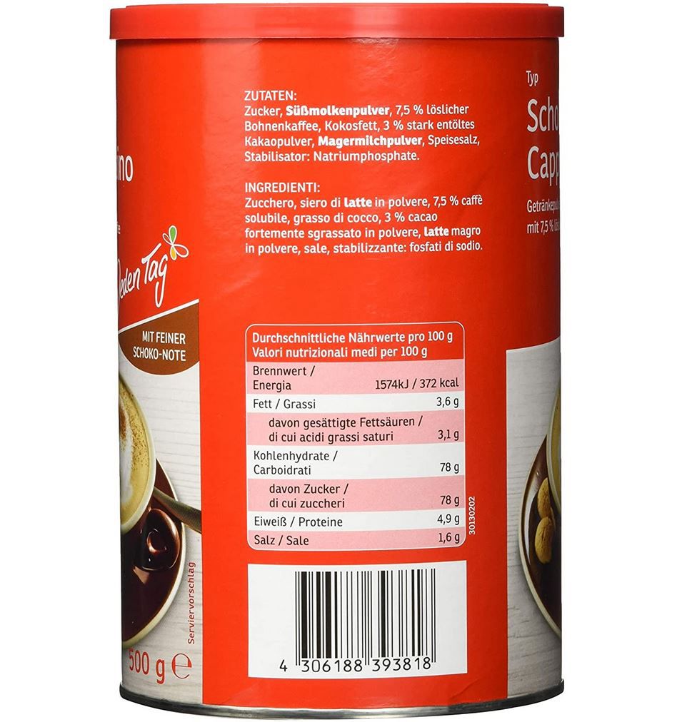 4x Jeden Tag Cappuccino Schoko á 500g Dose ab 9,84€ (statt 12€)   Prime Sparabo