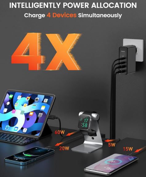 Baseus 4 Port USB C/A Ladegerät mit 100W, GaN II Tech für 39,99€ (statt 47€)