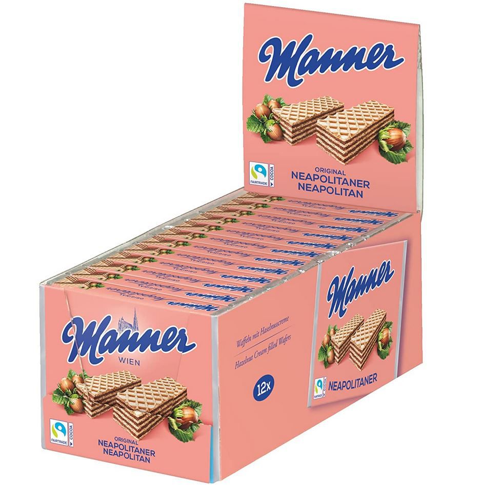 12x Manner Neapolitaner Waffeln mit Haselnusscreme á 75g ab 9€ (statt 12€)