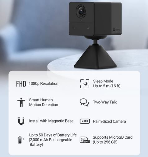 EZVIZ BC2 Akku Full HD WLAN Überwachungskamera für 55,99€ (statt 80€)