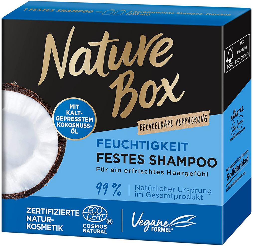 Nature Box Festes Shampoo mit Kokosnuss Öl, 85g ab 3€ (statt 4€)   Prime Sparabo