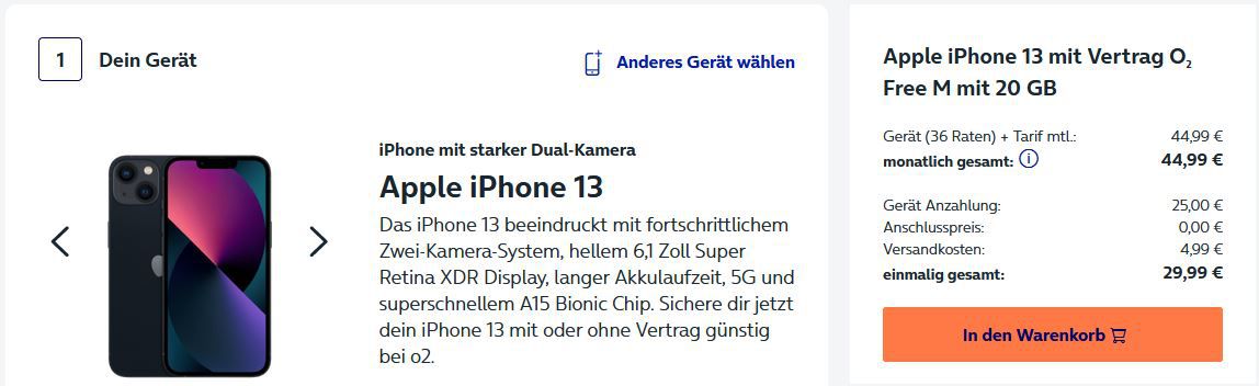 o2 Black Friday Deals   z.B. iPhone 13 für 25€ + Allnet Flat + 20GB LTE ab 44,99€ mtl.