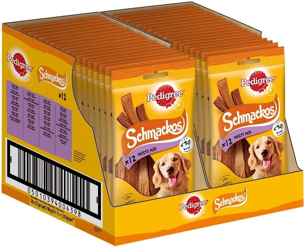 18er Pack Pedigree Schmackos in 4 Sorten, 18 x 12 Stück ab 11,30€   Prime Sparabo