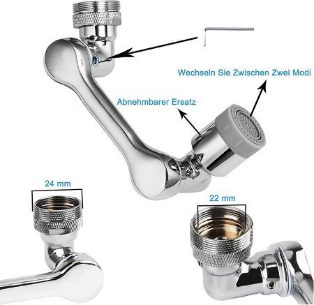 Schwenkbarer 360° Wasserhahnaufsatz mit 2 Funktionen für 11,99€ (statt 24€)