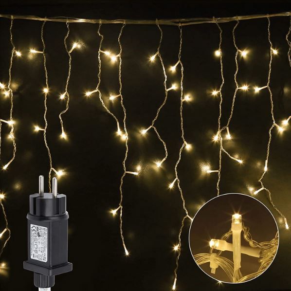 Lospitch Eisregen Indoor Lichterkette mit 200 LEDs, 5m, warmweiß für 13,99€ (statt 20€)