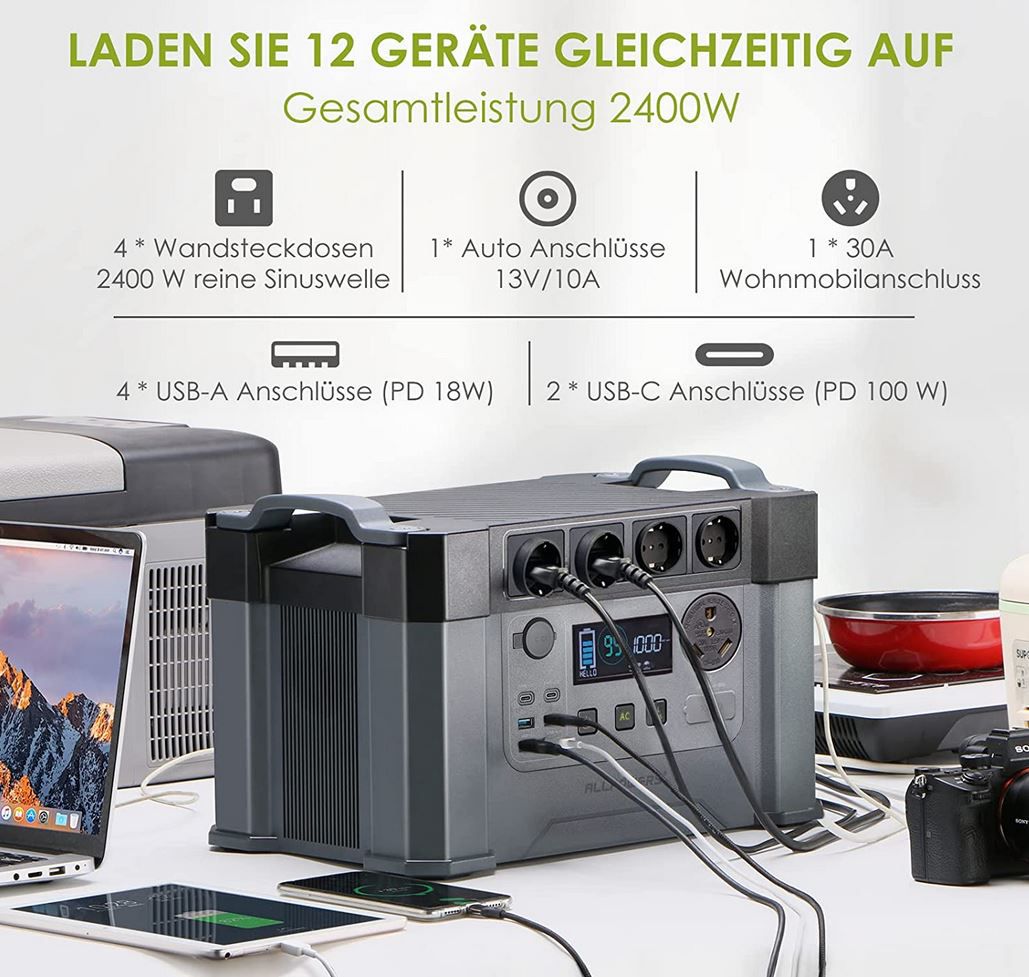 Allpowers S2000 Pro Powerstation mit 1500Wh + 2x 200W Solarpanel für 1.380€ (statt 1.600€)