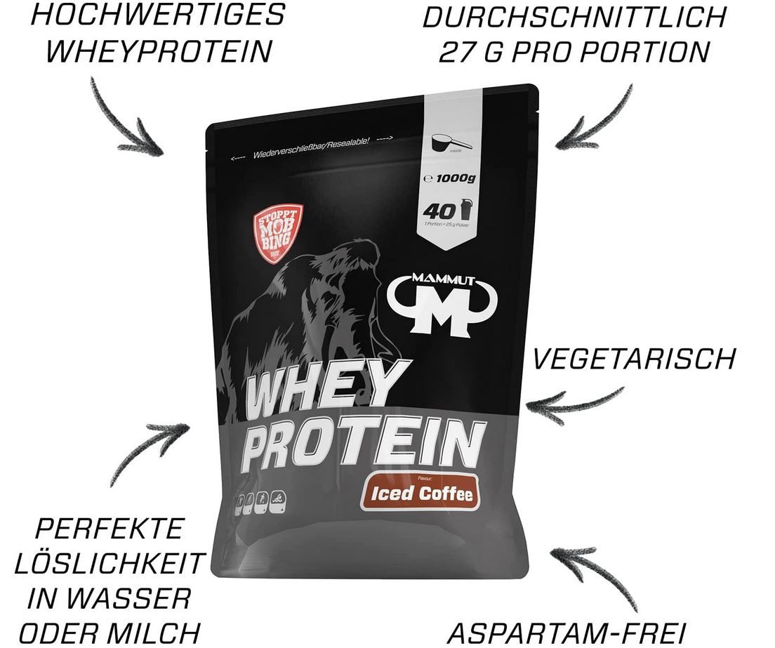 1Kg Mammut Nutrition Whey Protein, Iced Coffee für 19,98€ (statt 35€)   Prime