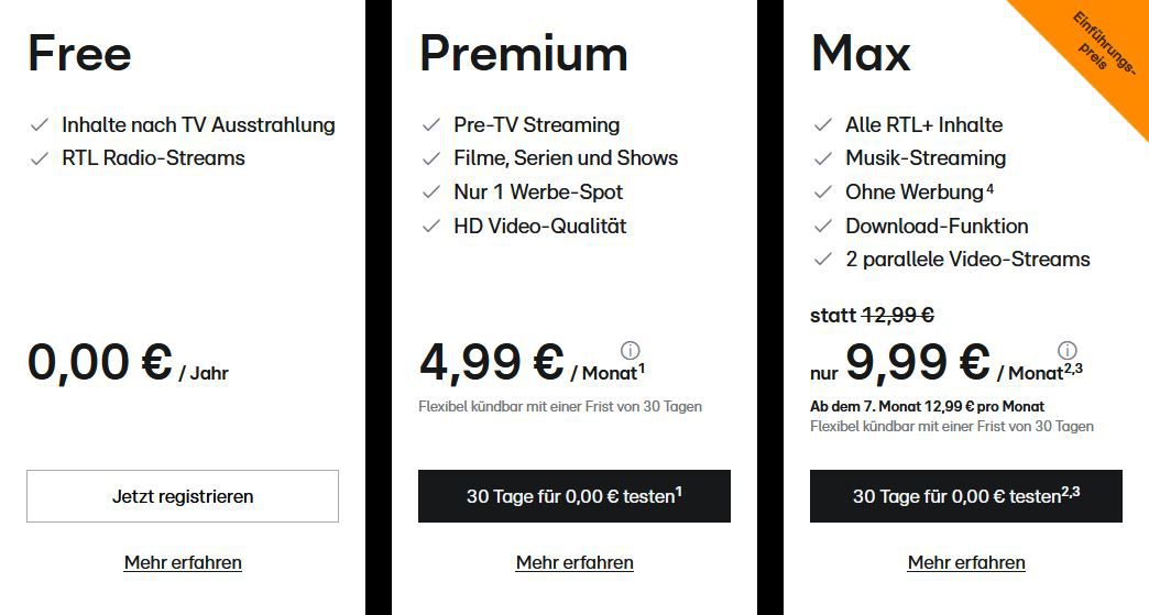 2 Monate RTL+ Premium für 1,99€ (statt 10€)   Neukunden