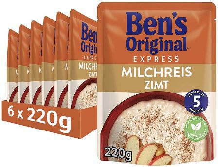 🍚 6x Bens Original Express Milchreis Zimt ab 8,89€ (statt 14€)   1,48€ pro Packung