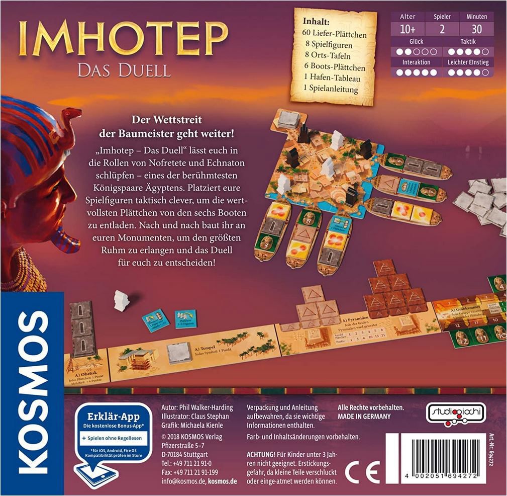 KOSMOS 694272 Imhotep, Strategie Brettspiel für 10€ (statt 15€)   Prime