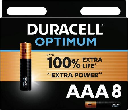 8er Pack Duracell Optimum AA Mignon Alkaline Batterien für 5,59€ (statt 11€)   Prime