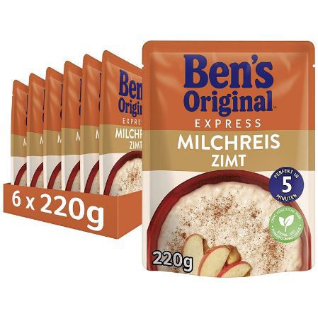 6er Pack Ben&#8217;s Original Express Milchreis Zimt á 220g ab 8,59€ (statt 12€) &#8211; Prime Sparabo