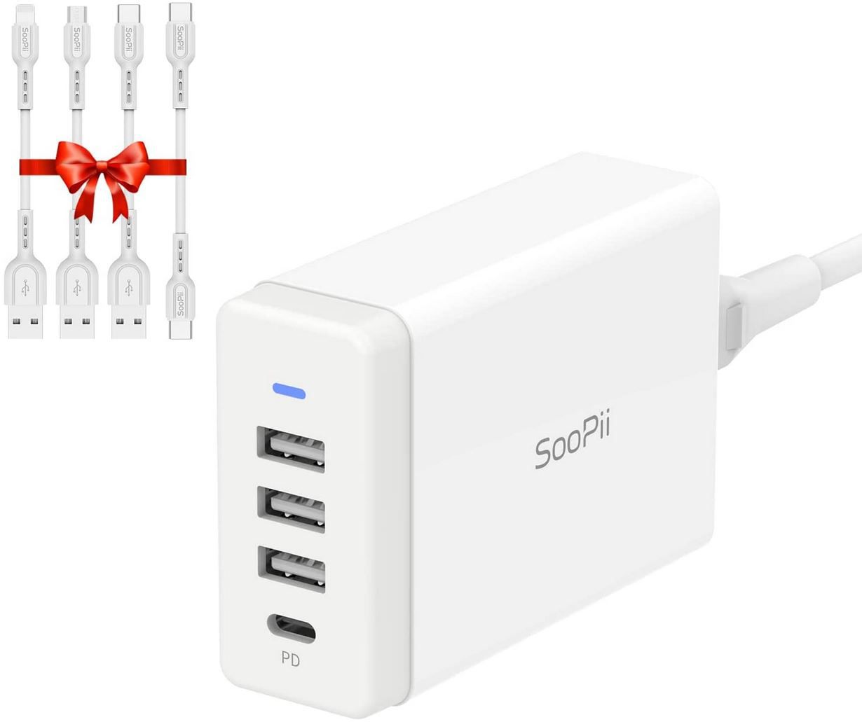 SooPii 40W 4 Port USB Ladestation inkl. 4 Kabel für 15,46€ (statt 26€)
