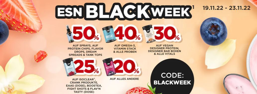 🔥Fitmart ESN Black Week mit Staffelrabatt bis  50% auf ESN Produkte