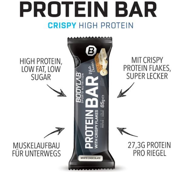 12er Pack Bodylab24 Crispy Protein Bar je 65g Riegel für 21€ (statt 34€)