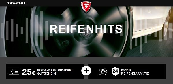 Gratis: Mit Kauf von Firestone Reifen Garantie und 25€ Gutschein sichern