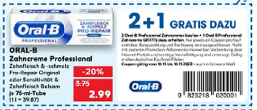 Kaufland: 2 x Oral B Professional Zahnfleisch &  Schmelz kaufen – nur 1 x zahlen