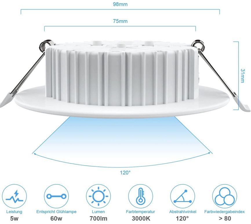 6x LED Einbaustrahler in Warm  oder Kaltweiß für 19,99€ (statt 28€)