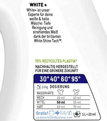 Coral Waschmittel White+ Flüssigwaschmittel für Weiß (20 WL) ab 2,93€ (statt 4€)   Prime Sparabo