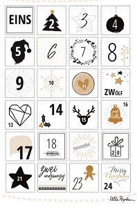 Kostenlos: Adventskalender Zahlen zum Ausdrucken