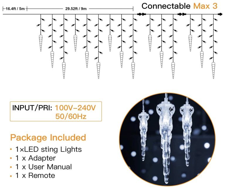 LED Eisregen Lichterkette (14m) mit 360 LEDs für 15,99€ (statt 40€)