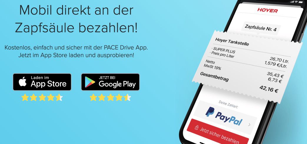 BILDplus: 5€ Tank Coupon in der PACE Drive App