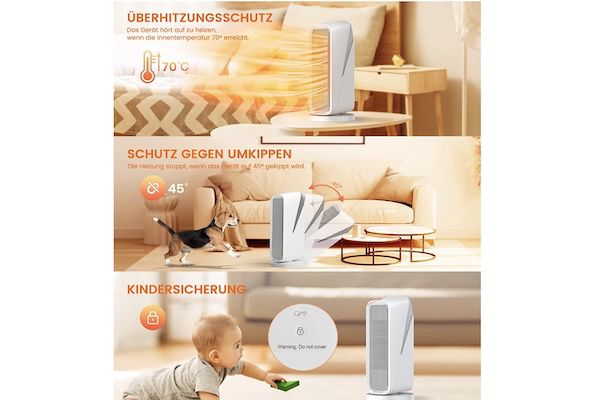 ZOESURE leiser Heizlüfter mit 1800W für 39,99€ (statt 100€)
